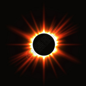 黑色圆圈光芒日食抽象插图背景