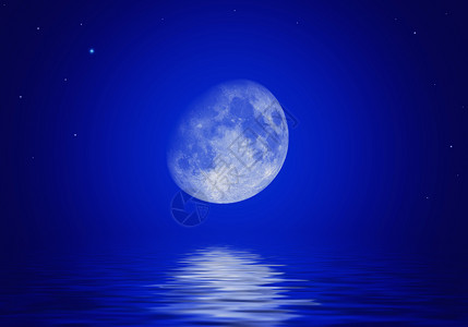 月亮波浪形的月亮反射波浪状的水中背景