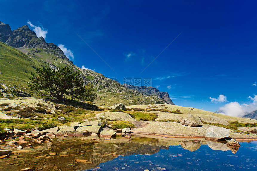 比利牛斯山脉湖泊景观图片