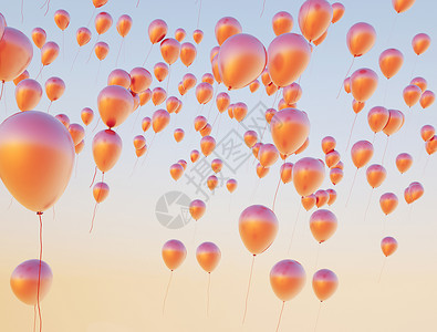 五颜六色的小气球飞上天空图片