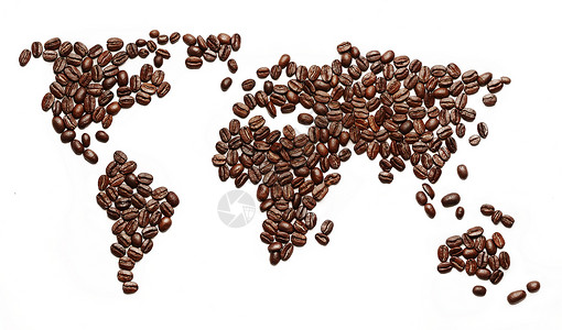 张由烤咖啡豆制成的世界,世界各地的人们都喝咖啡图片