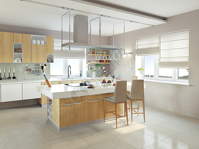 现代厨房内部CG图片