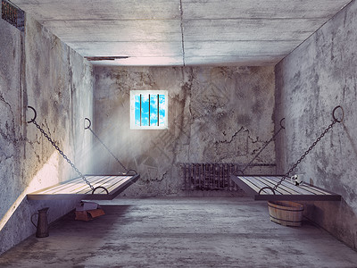 肮脏的牢房内部三维图片