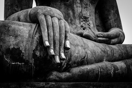佛陀雕像手细节泰国苏霍泰高清图片