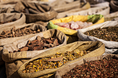 旅行印度背景各种香料印度集市市场图片
