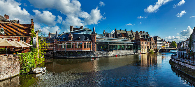根特运河中世纪建筑根特,比利时背景