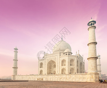泰姬陵日出时印度符号印度旅游背景阿格拉,印度图片