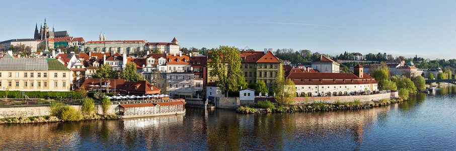 布拉格历史中心全景Gradchany布拉格城堡维图斯大教堂上午图片
