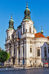 尼古拉教堂老城广场清晨,布拉格,捷克共国图片