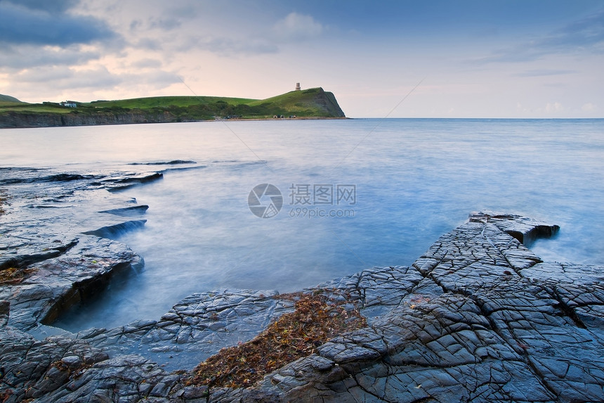 美丽的日出景观图像金梅里奇湾侏罗纪海岸,多塞特,英国图片