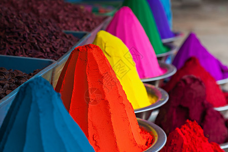 印度市场上的彩色粉末,印度图片