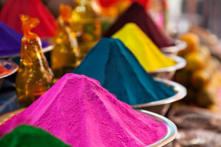 印度市场上的彩色粉末,印度图片