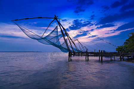 中国传统渔网科钦堡,印度图片