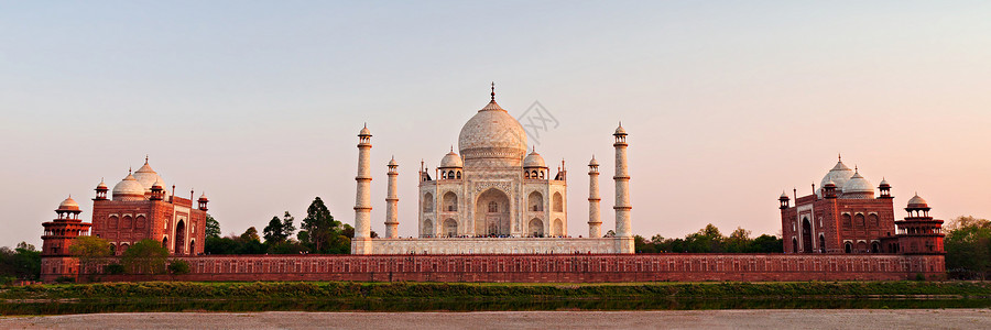 泰姬陵日落,阿格拉,印度背景图片