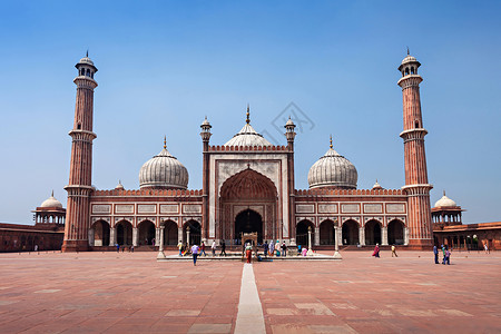 伟大清真寺贾玛马斯吉德印度旧德里的主要清真寺背景