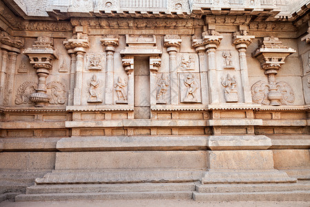神马座印度教庙墙装饰华丽,亚洲背景
