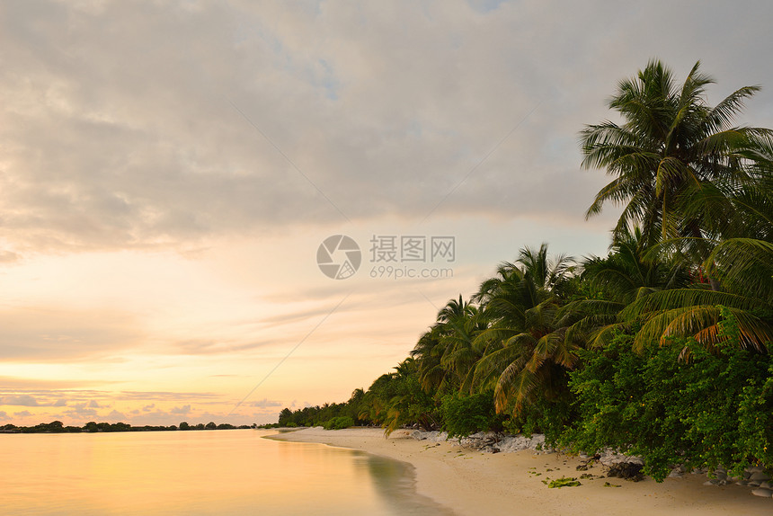热带海滩自然景观与白沙夏天图片