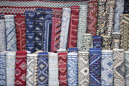 地毯地毯商店物细节突尼斯市场图片