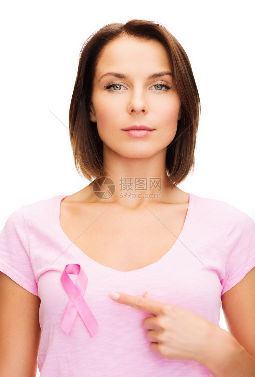 医疗保健,医学乳腺癌粉红色癌丝带的妇女图片