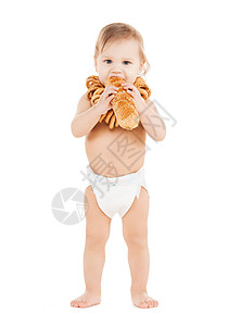 童食物的可爱的托德勒吃长包图片