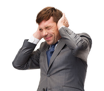 商务办公室,压力,问题,危机,大声噪音压力的Buisnessman老师耳朵图片