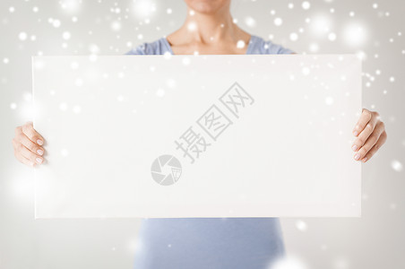 购物,销售,广告,诞节,诞节女人的手白色空白板图片