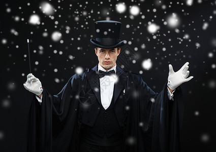 表演,马戏,表演魔术师戴着顶帽子,魔杖表演魔术魔术贴高清图片素材