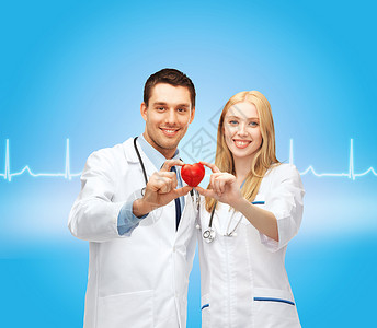 医疗保健医疗两名轻的心脏病医生心脏图片