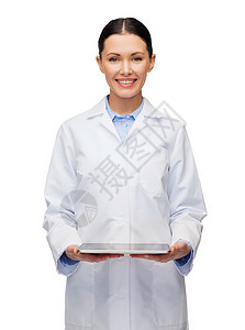 医疗保健,技术医学微笑女医生平板电脑电脑图片