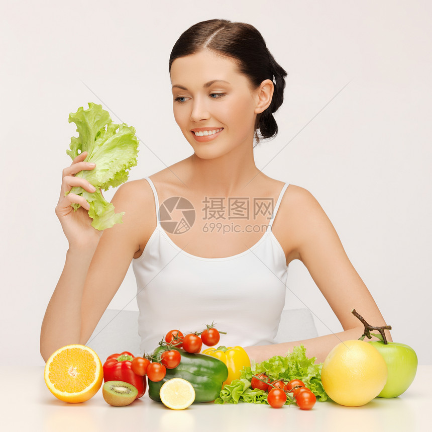 水果蔬菜美女的照片图片