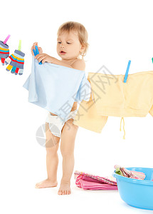 可爱的婴儿洗衣服的明亮照片图片