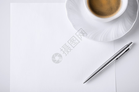 商业教育白纸笔记咖啡背景图片