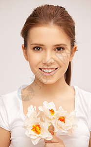 白花的美丽女人的照片图片