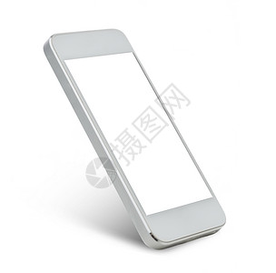 技术广告白色手机与黑色空白屏幕图片