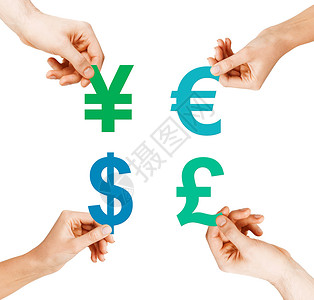 投资股票市场交易所四只手持货币符号图片