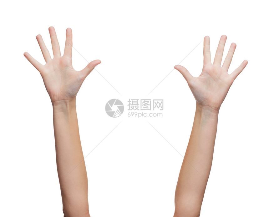 手势身体部位的两个女人挥动手图片