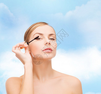 化妆品,健康美丽的美丽的女人睫毛膏图片