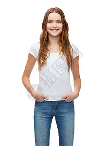 T恤理念微笑的青少空白白色T恤图片