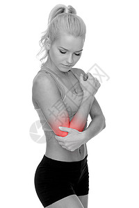 运动的女人肘部疼痛图片
