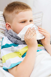 童,医疗保健医学生病的男孩流感家里背景图片