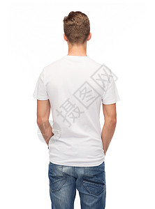 衬衫模板T恤的人们的轻人穿着空白的白色T恤后背景