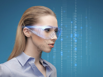 未来,技术,商业,教育人的女商人虚拟眼镜图片
