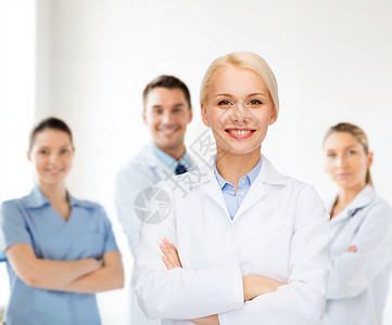 解剖学家医疗保健医学微笑的女医生超过医生医院背景