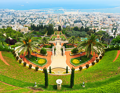 巴哈伊教以色列海法的巴哈花园背景