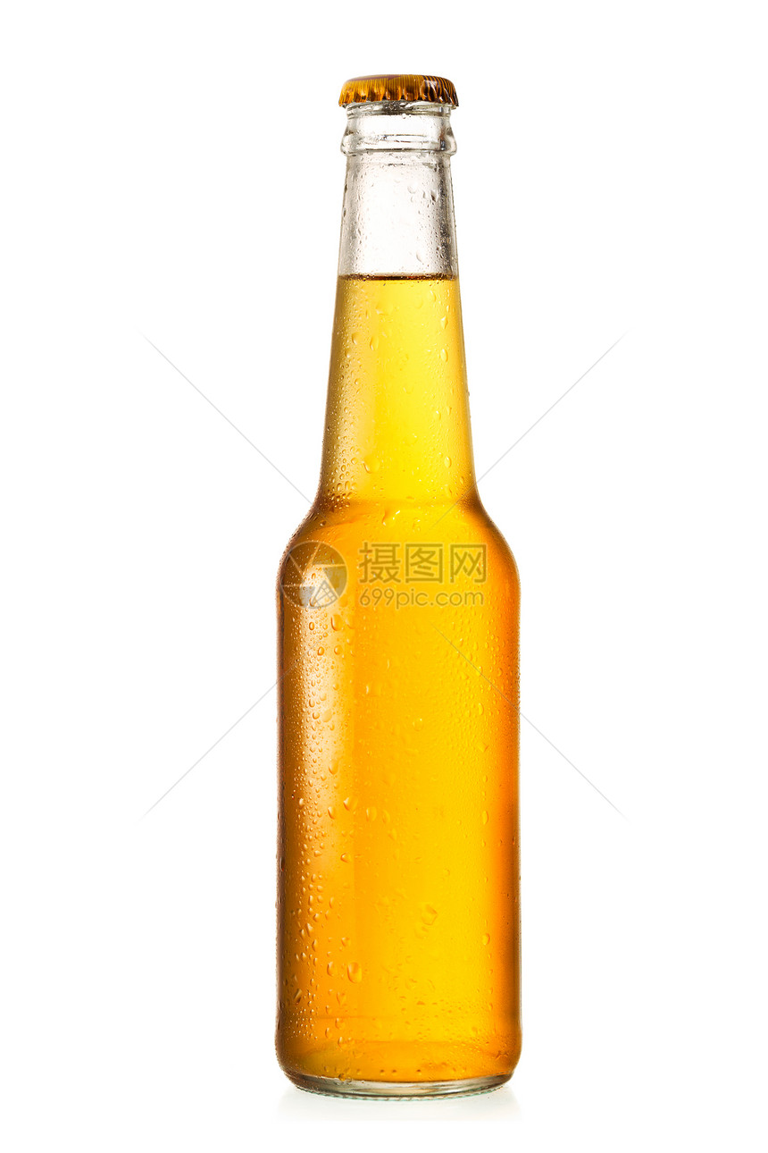 白色背景上的瓶啤酒图片