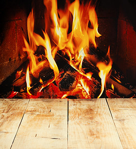 壁炉木制桌子图片