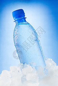 冰中的瓶水背景图片