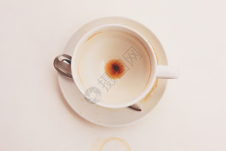 脏咖啡杯茶托顶部视图图片