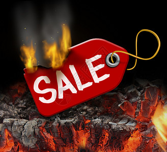 热销榜热销清算储蓄与红色价格标签着火燃烧煤消费者的象征营销广告便宜的价格良好的价值背景