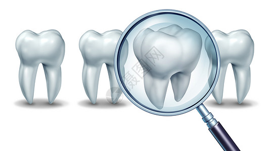 放大镜牙齿最好的牙科护理放大镜下颗磨牙的牙齿,选择牙医牙科诊所白底口腔外科医生的病人选择背景